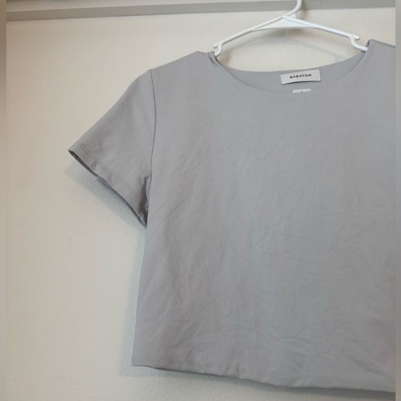Aritzia Contour Crew Cropped T-shirt Light Grey- Size L - Picture 5 of 8